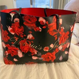 Victoria's Secret Black and Red Floral Tote